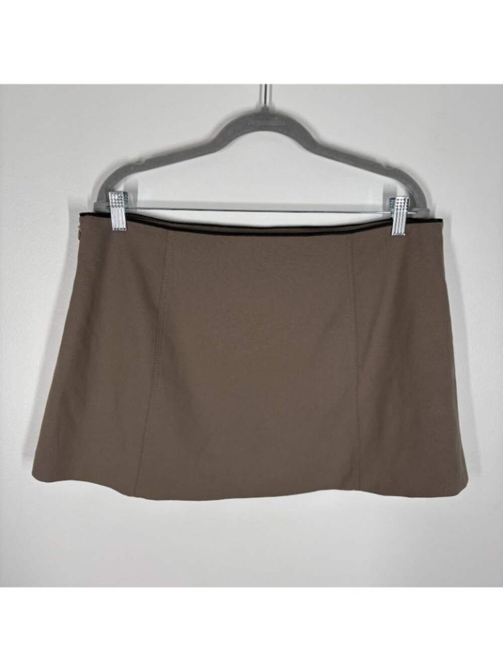 Zara Women XL Taupe Dark Academia Y2K Bow Pointelle Trim Low Rise Mini Skirt NWT - Picture 6 of 10